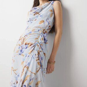 nwt WHITE HOUSE BLACK MARKET COWL NECK ruched midi floral dress